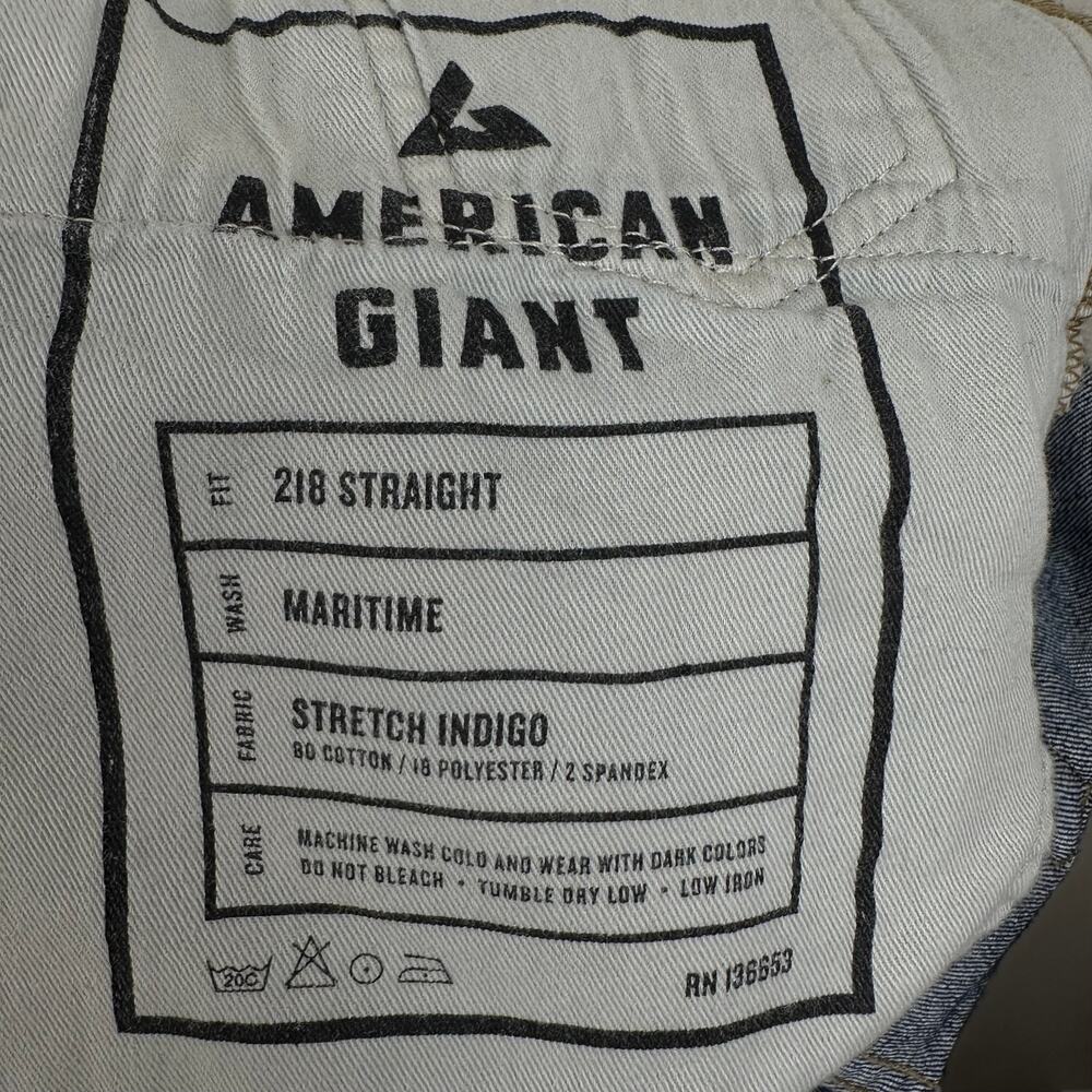American Giant Men's 218 Straight Jeans Maritime Stretch Dark Wash 32x30 USA - Picture 8 of 8